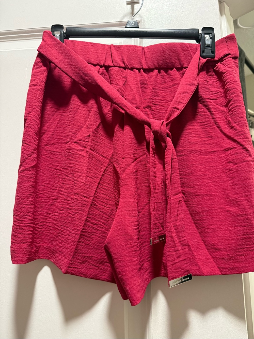 Adrienne Vittadini Hot Pink Textured Fabric Detail with Branded Silver Accent